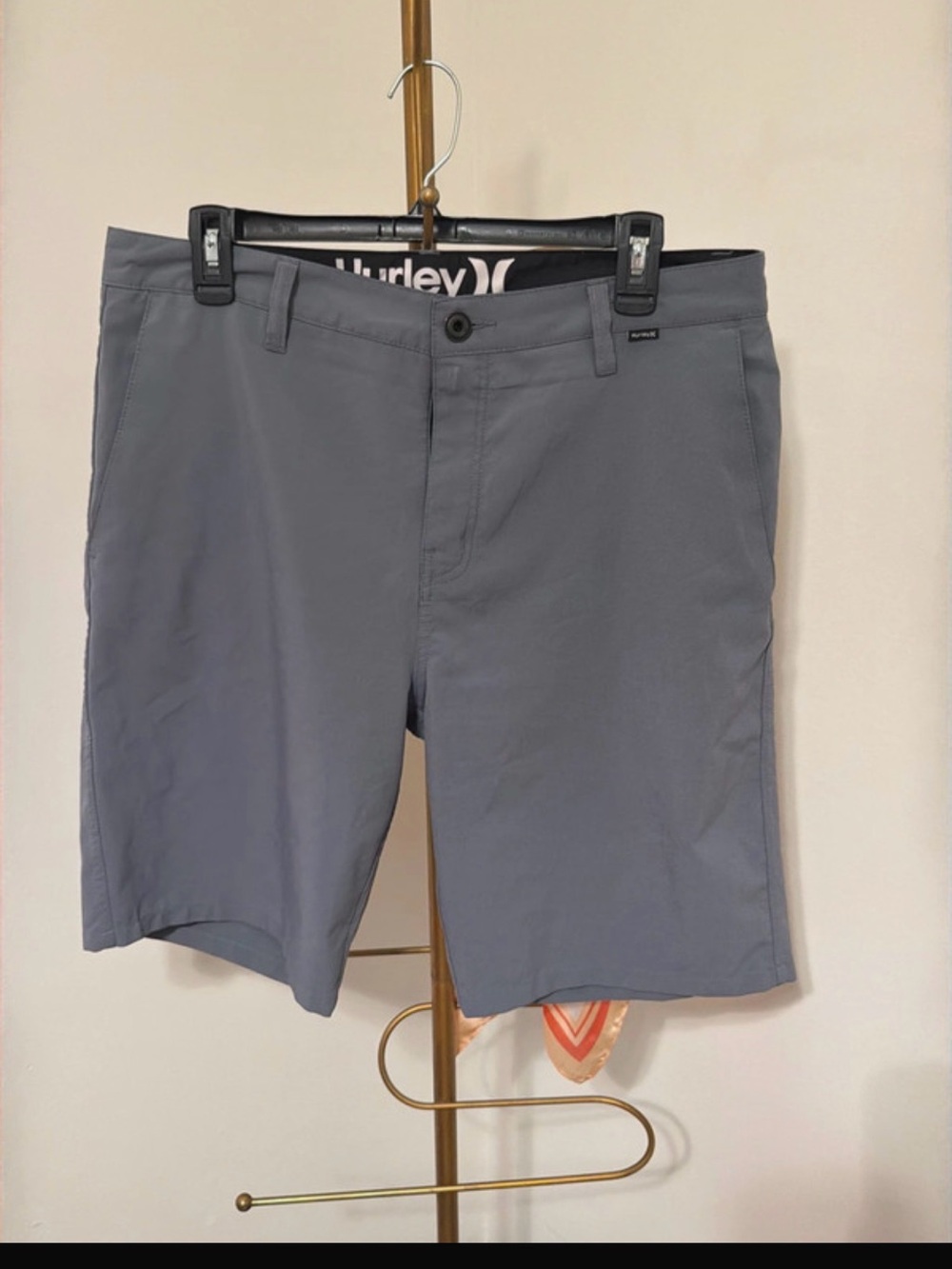 Hurley Men’s Gray Flat-Front Performance Shorts